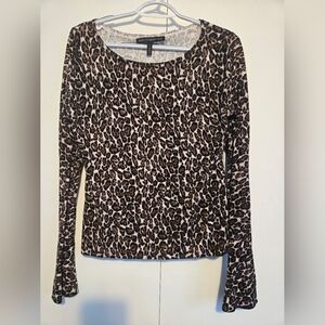 White House Black Market Leopard Print Long Sleeve Top